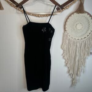 Vintage Entrancy Black Velvet Butterfly Y2K Mini Dress
